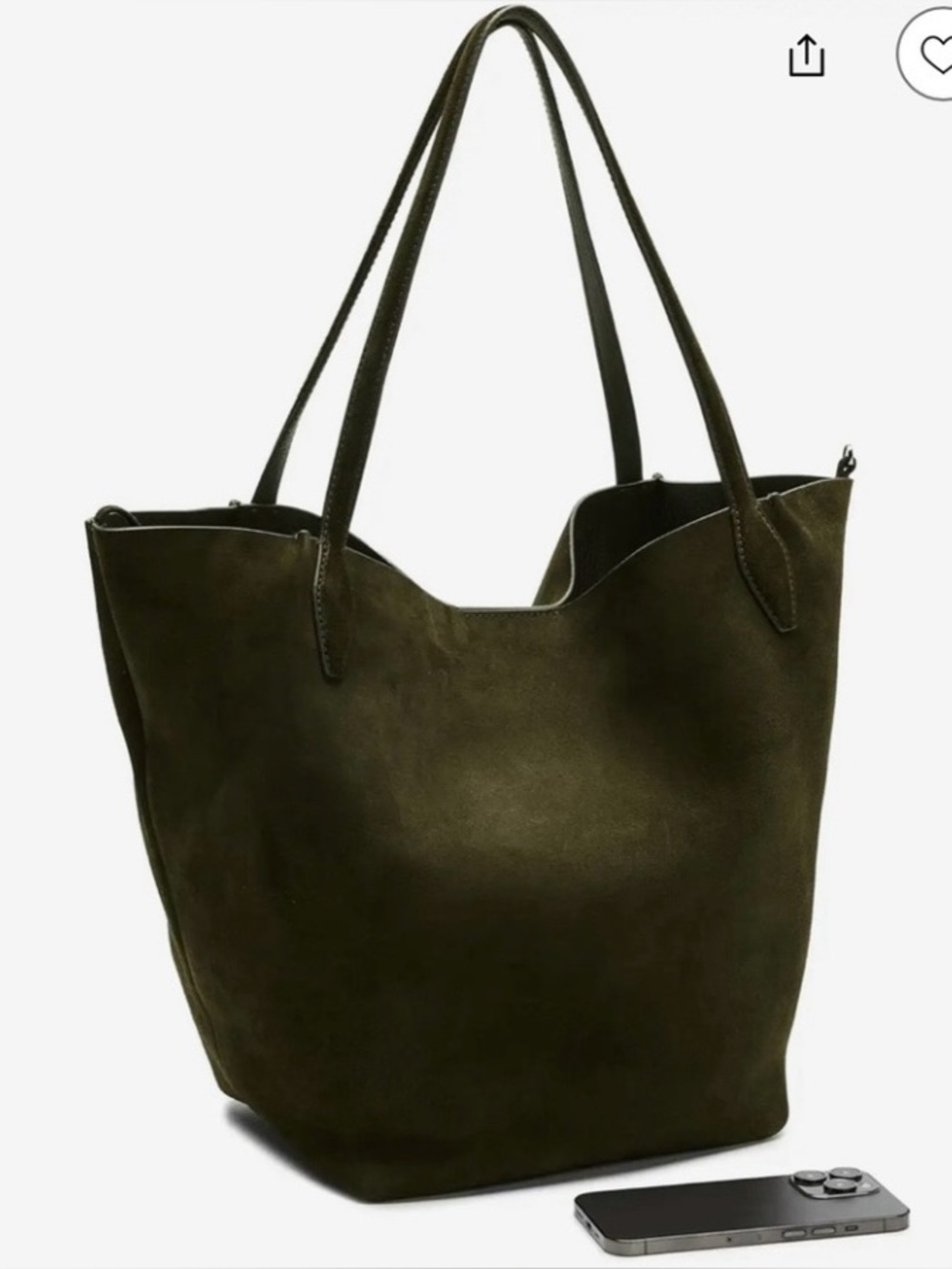 Madewell the shopper tote in green olive suede EUC